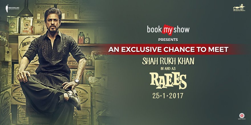 bookmyshow's tweet photo. We are coming up with an exciting contest in an hour. 

Who wants to meet #Raees aka Shah Rukh Khan? 😊

#ContestAlert #BMSContest https://t.co/nnKdrssfL6