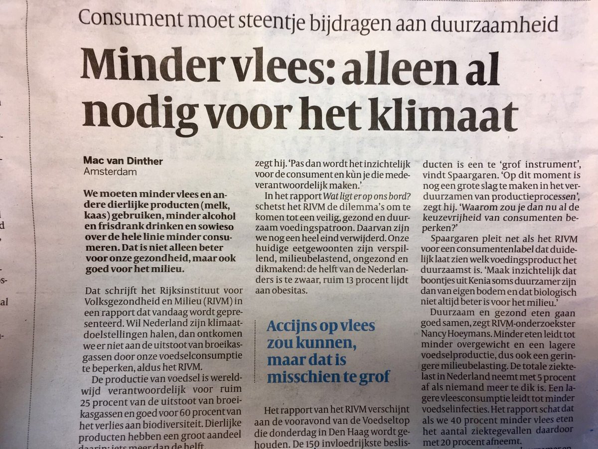 Goed begin van de dag: hoe kan je als #consument bijdragen aan #duurzaamheid #jebentwatjeeet #rivm rapport 'Wat ligt er op ons bord?'