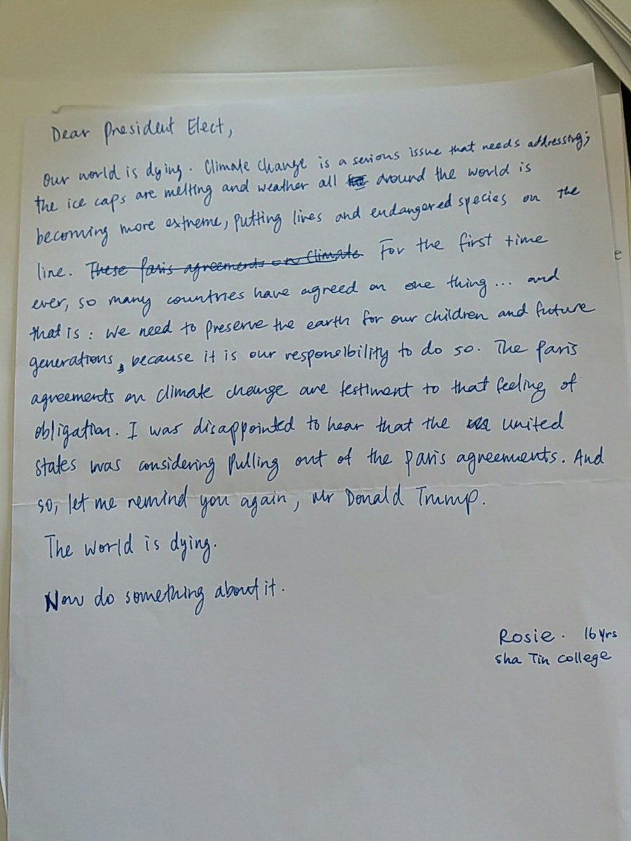 EAGatSTC's tweet photo. Letter to Donald Trump about Climate change from Sha Tin College students, Hong Kong.

@ITHYF_Letters  
@realDonaldTrump 
@esfhk https://t.co/zN0ho5KLZT