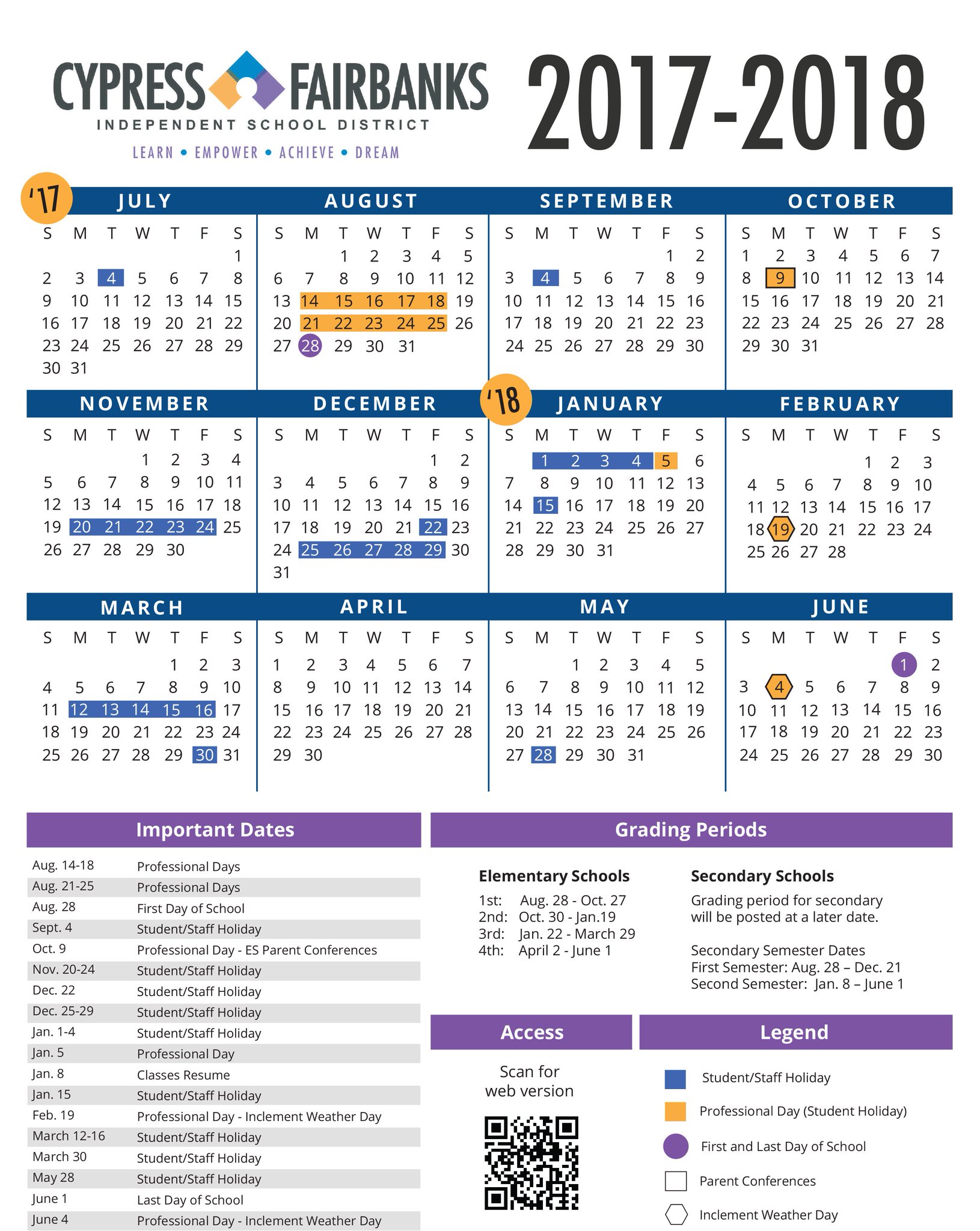Cypress Fairbanks Isd Cfisdboard Approves 17 18 Instructional Calendar T Co L6tdpgpqqe T Co Famkvfhapw Twitter