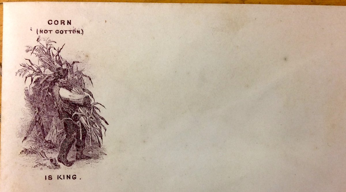 talkingrootworm's tweet photo. In a nation divided by a civil war, declaring “Corn, not cotton, was king” was defiant patriotism, even on an envelope. #curiouscorn. https://t.co/2tKh2rGLqw