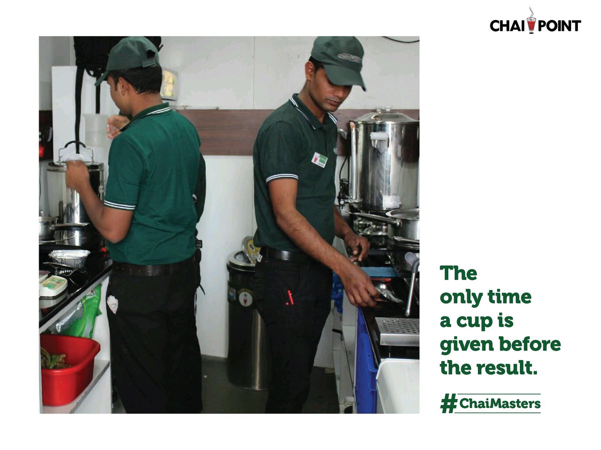 Chai_Point's tweet photo. Making the perfect cup of #Chai is tougher than you think. Check out our Chai Masters gearing up for the event. #ChaiMasters #MyChaiwala https://t.co/EWY6S76N90