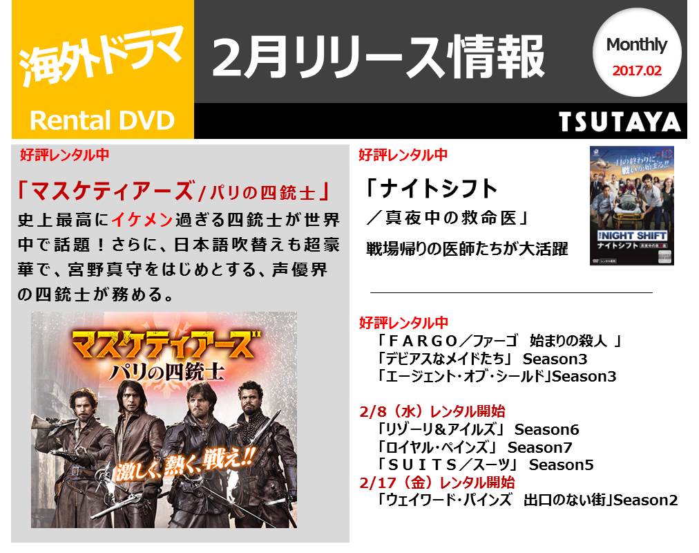 Tsutaya イケメン四銃士 海外ドラマで遂に登場 マスケティアーズ パリの四銃士 Vol 1借りた方の中から抽選で 宮野真守 さん 福田賢二 さんのサイン入りポスターが当たる T Co K85tsxv3un T Co 7iumoih5wn Twitter