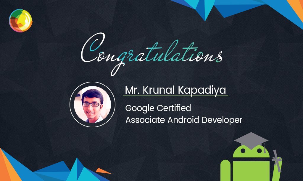 multidots's tweet photo. Congratulation @krunal3kapadiya on your impressive performance and being #GoogleCertified for #AssociateAndroidDeveloper!
#proudMoments https://t.co/1wljlxOEUM