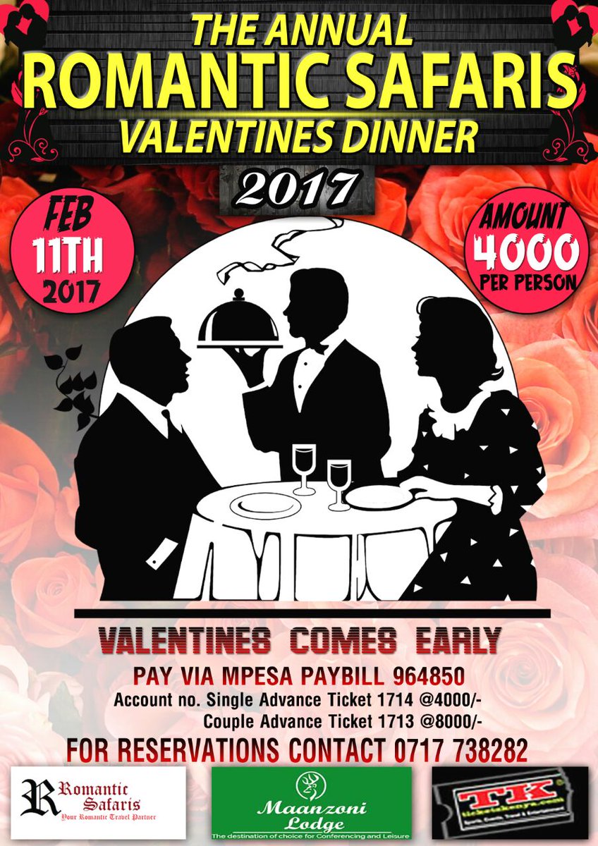 ticketskenya's tweet photo. Its never to early  to start planing for valentines.#Redcarpertvalentine #KOT #Teammafisi
@romanticsafari1 https://t.co/7icJRuKcJU