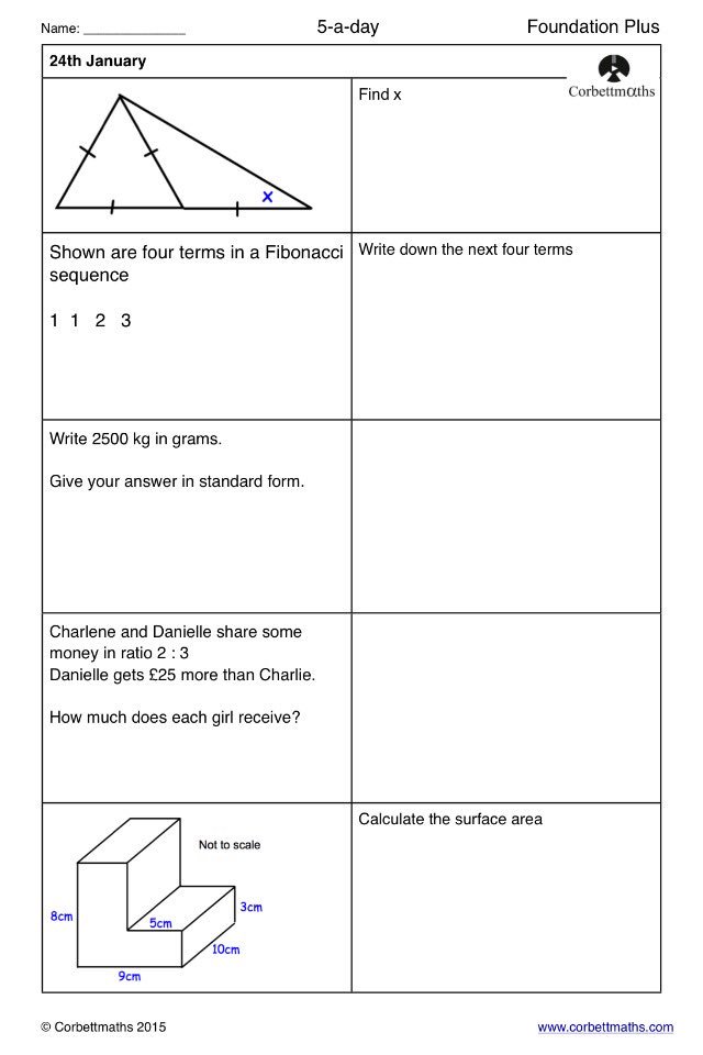 Corbettmaths's tweet photo. Studying for Foundation GCSE Maths? Try today's Foundation or the challenging Foundation Plus #maths5aday https://t.co/PnqGwlVKs0
