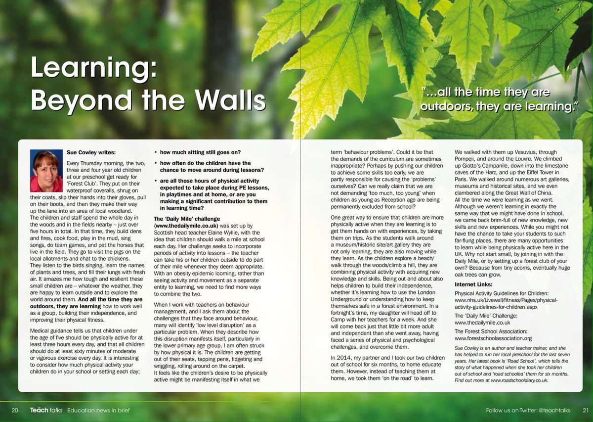 TeachTalks's tweet image. @Sue_Cowley @CrownHousePub 
Read about #roadschool in #Teachtalks magazine.
d1dhn91mufybwl.cloudfront.net/iframehtml5/em…