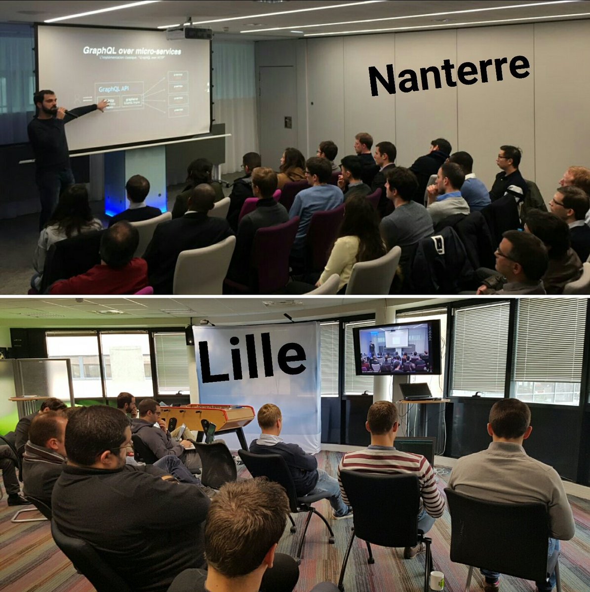 EaGuerch's tweet photo. #AXABBL en remote Nanterre / Lille #AXAGuilDEv merci @tsunammis @VGriere @gabrielagabriel @MrKombu @nicolasmassouh @Hymen_05 @marie_chacun ! https://t.co/rvhY7rL6Rt