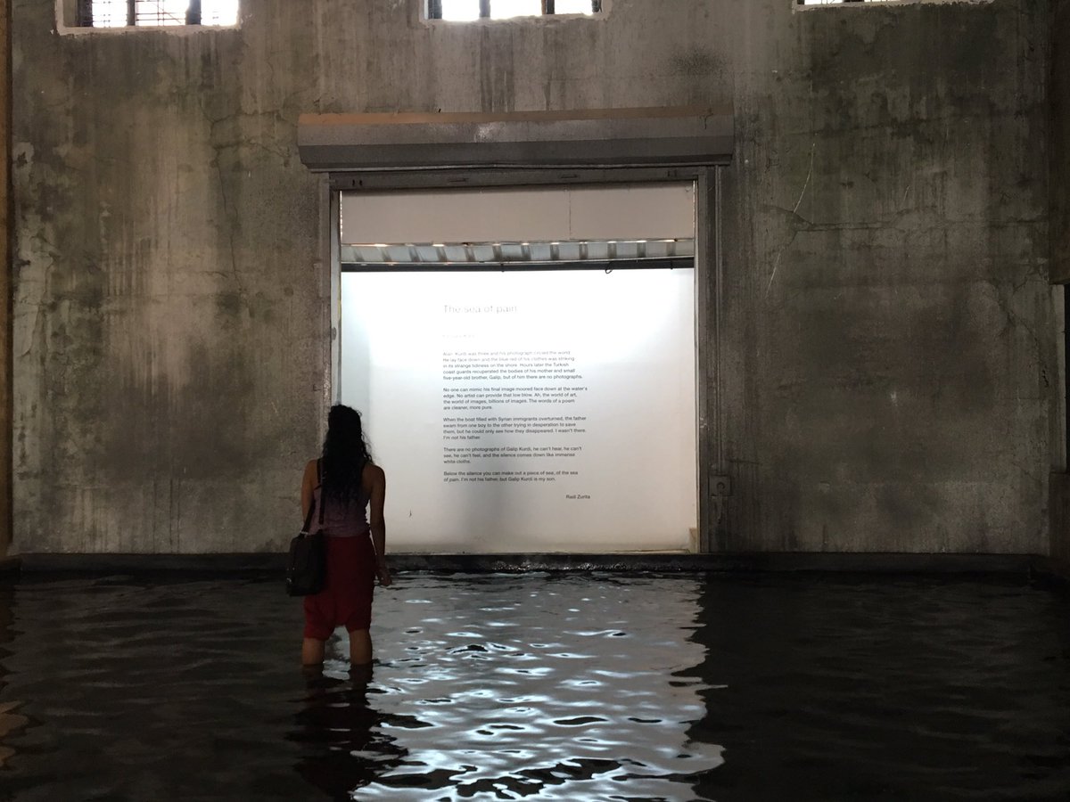 SkinsHun's tweet photo. #seaofpain by Raul Zurita @KochiBiennale  thanks Bose and Edwin for today! #HereThereEverywhere @SooreePillay @aaroncezar @KrishBose https://t.co/tS0uVGXkxp