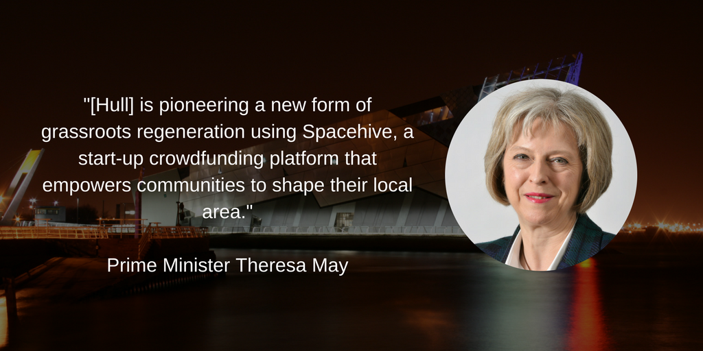 Spacehive's tweet photo. Prime Minister @theresa_may: "Spacehive empowers communities to shape their local area" https://t.co/3rYJL86wQN @make_hull @Rixpetroleum https://t.co/FBYfvXM571