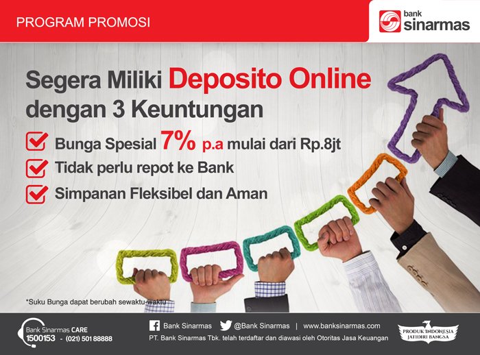 BankSinarmas's tweet photo. Nikmati promo special rate 7% Deposito Online Bank Sinarmas, aktifkan Internet Banking atau SIMOBI Plus sekarang! https://t.co/5bH5MeHahu https://t.co/JbhvtQ8NZu