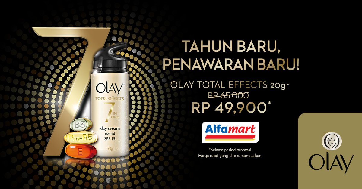 Olay #TotalEffects kini hadir lebih hemat hingga Rp15,000 di Alfamart. Periode 16-31 Januari 2017. #KecantikanTerbaikmu