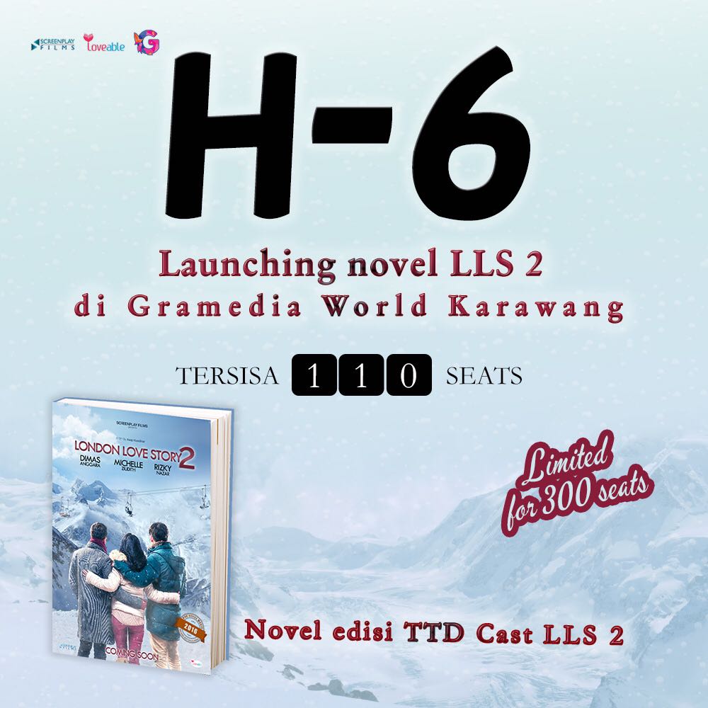 londonlovefilm's tweet photo. H-6 tersisa, 110 #NovelLLS2 edisi TTD cast. Dan, kesempatan buat kamu ketemu sama mereka langsung. WhatsApp 0838 3704 9646 #LaunchingLLS2 https://t.co/wagDeqcbk8