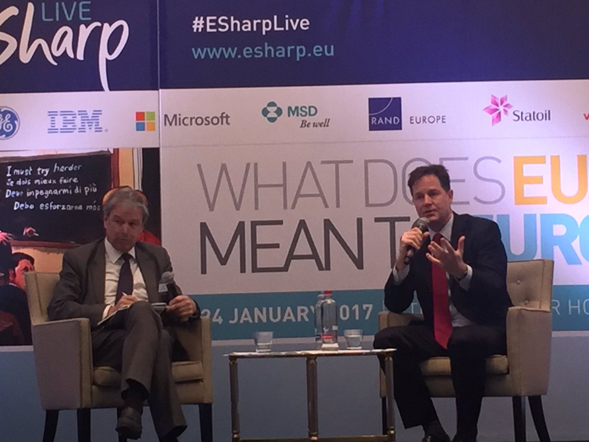 ForumEurope's tweet photo. .@nick_clegg and John Peet from @TheEconomist in conversation at #esharplive @esharpmag @AdamsonPaul https://t.co/b711XkQv9O