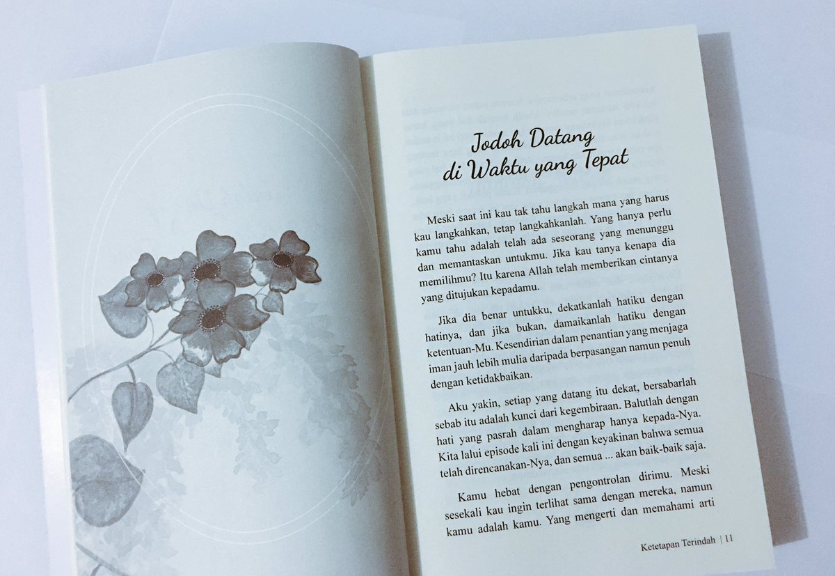 "Jika dia benar untukku, dekatkanlah hatiku dengan hatinya. Dan jika bukan, damaikanlah hatiku dengan ketentuan-Mu." ("Ketetapan Terindah.")