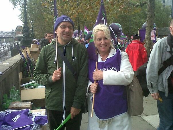 <a href="/janedoolan2017/">Jane Doolan</a> and Tony Brown march against austerity