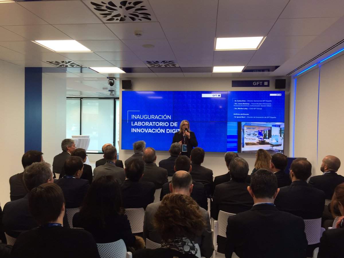 gft_es's tweet photo. Carlos Eres, Director General de GFT en España y Marika Lulay COO de GFT Group inaugurando el #LABGFT https://t.co/wfzLa1VOPe