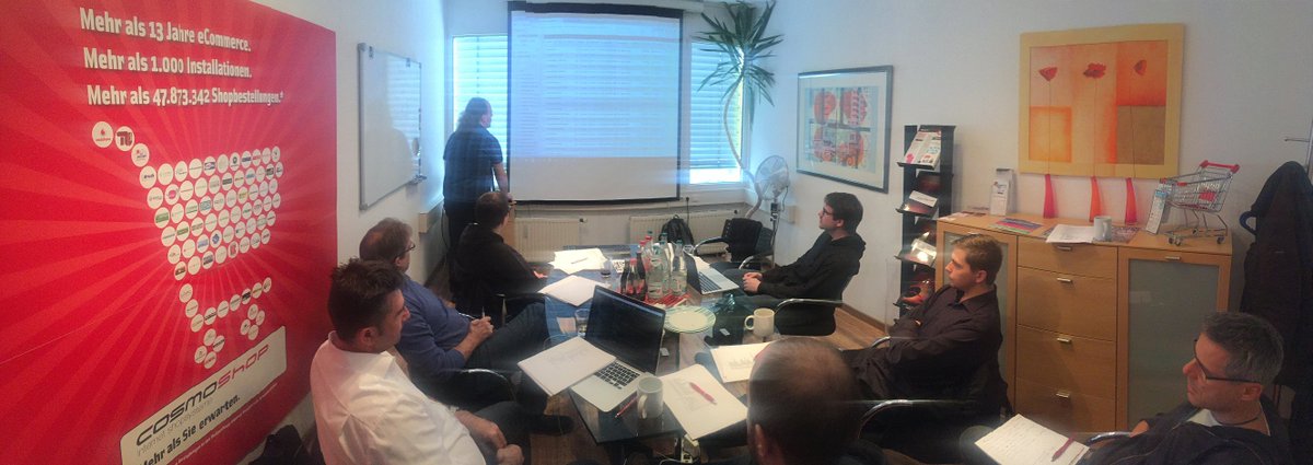 cosmoshop's tweet photo. Große Entwicklerschulung bei #cosmoshop - wir verstärken unser Team und bringen alle Core Entwickler auf den aktuellsten Stand. https://t.co/zaPUt9tAA0