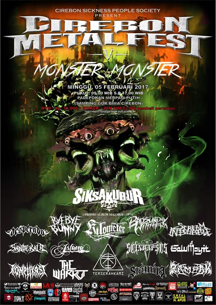 Rita_IceQueen's tweet image. Sssttt @SIKSAKUBUR_DM hadir di Cirebon Metal Fest, tgl 5 february 2017. Can't wait to see the monster2 CMF 5. Merapat kawan, hail🤘