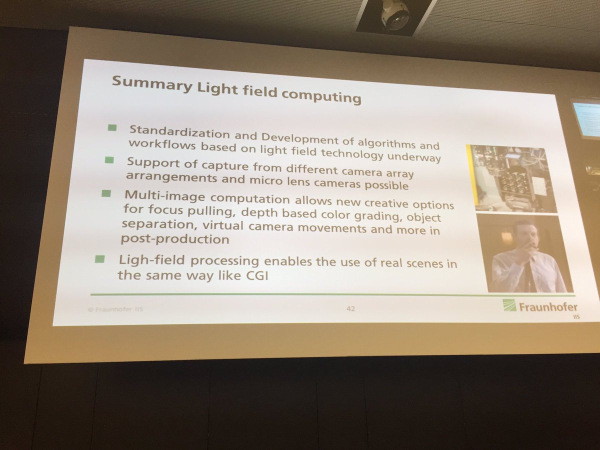 Limecraft's tweet photo. Light field computing, probably the next leap in TV and Cinema production. By Siegfried Foessel of Fauenhofer ISS, at #EBUPTS https://t.co/ArCcEYrOL2
