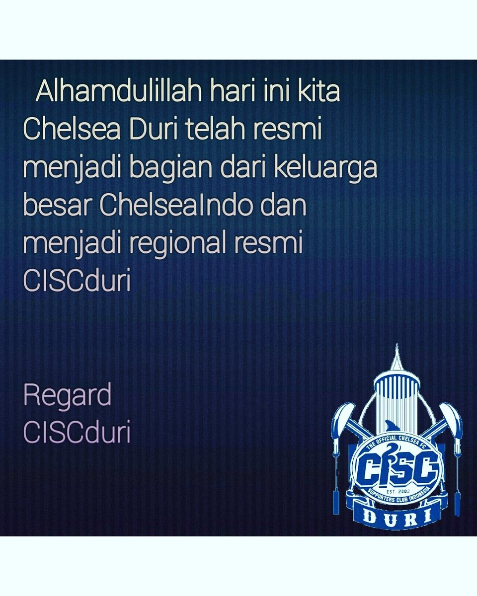 ~ Sukur Alhamdulillah hari ini kita udah resmi menjadi bagi dari keluarga besar Chelsea Indonesia Supporter Club
<a href="/ChelseaIndo/">@chelseaindo</a> <a href="/CISCsumatera/">CISC SUMATERA</a>