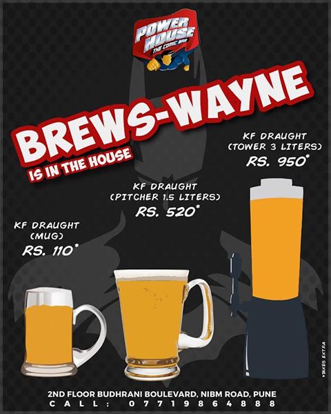 powerhousetcb's tweet photo. Brews-Wayne has arrived at PowerHouse - The Comic Bar. #Pune #bar #beer #nightlife https://t.co/Hgm1eo2xLg