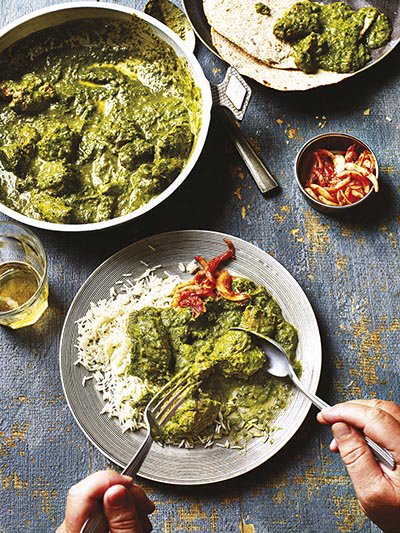 My new cookbook was made even better with <a href="/KrisKirkham/">Kris Kirkham</a>'s brilliant photography. Check out this lamb saag! <a href="/QuadrilleFood/">Quadrille Food</a>