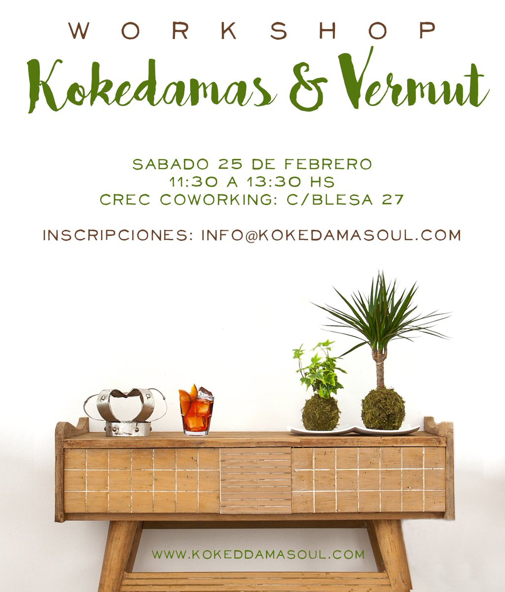 Se avecina otro sábado de manos en la tierra y boca con deje a vermut :) Próximo taller kokedama el 25 de Febrero! Inscripciones abiertas!