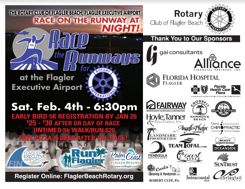 pcbikeflagler's tweet photo. We R proud to sponsor the Race the Runways for Rotary 5K! There is still time to register, click here for more info: https://t.co/b5TNcub6BT https://t.co/HHp4BLMgSB