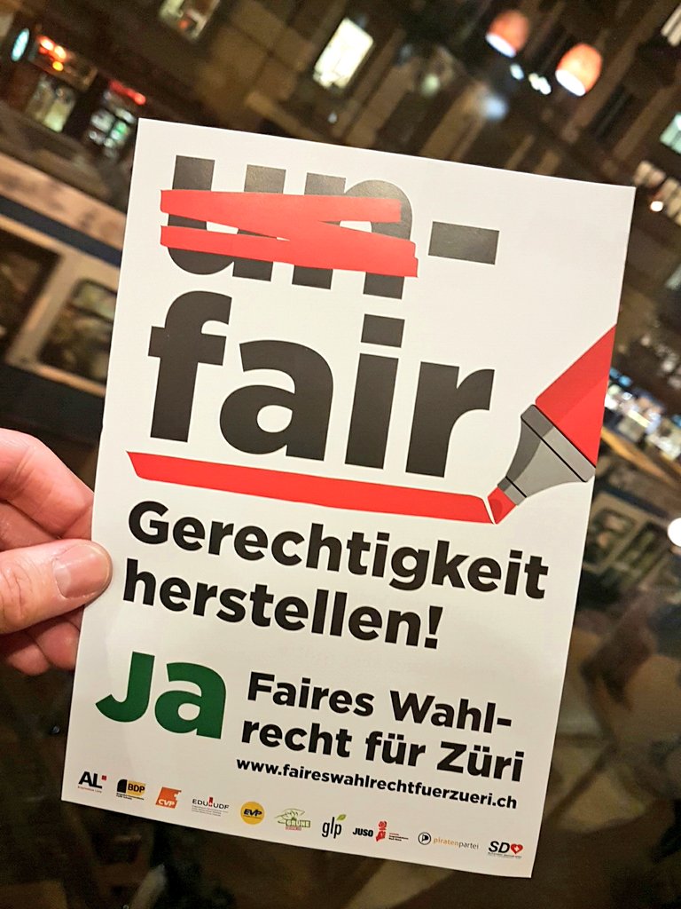 Heute beim Stauffacher am Flyern für ein faires Wahlrecht für #tsüri . Bye bye 5% Hürde! <a href="/fairewahlen/">Faires Wahlrecht</a>