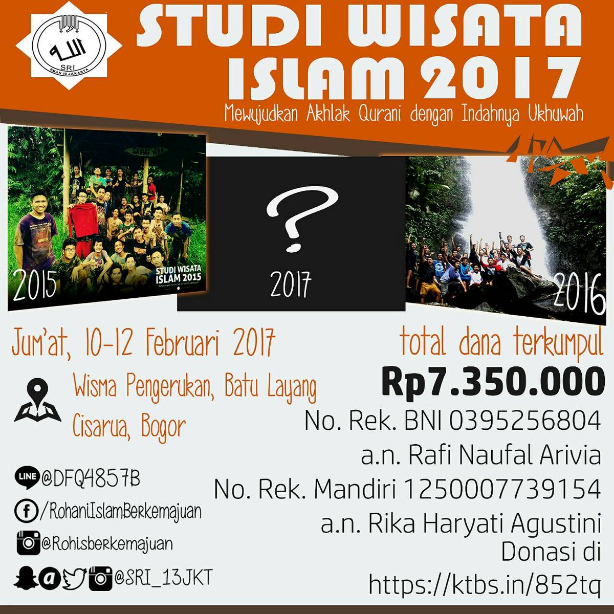 Ayo tetap jaga cahaya Allah di bumi seroja. Ayo bantu #SWI2017 kirim donasi via ktbs.in/852tq atau langsung ke rek di gambar