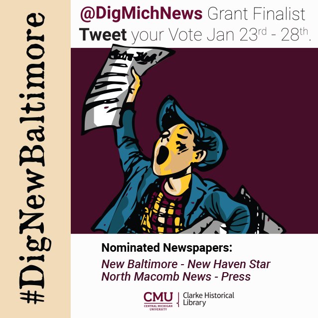 DigMichNews's tweet photo. RT @BernthalMary: Genealogists: Retweet  #DigNewBaltimore to digitize historic New Baltimore, Michigan newspapers! https://t.co/UGOHHYlbWr
