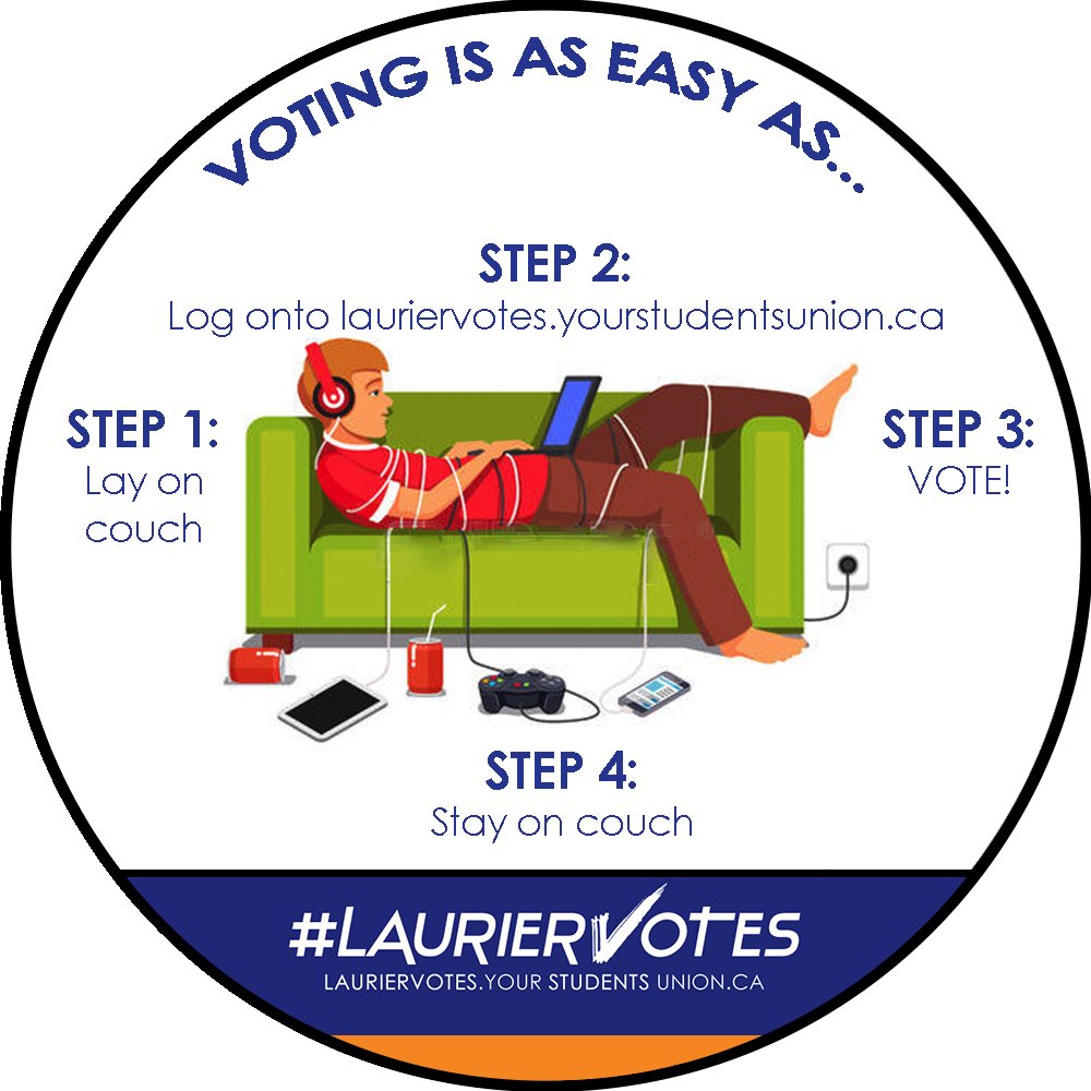 students_union's tweet photo. TIME TO VOTE! Head to https://t.co/gvLUTrY3EV to votes. Easy to do, voice your opinions &amp; be entered into a prize draw! #LaurierVotes https://t.co/NyOCTtRUZt