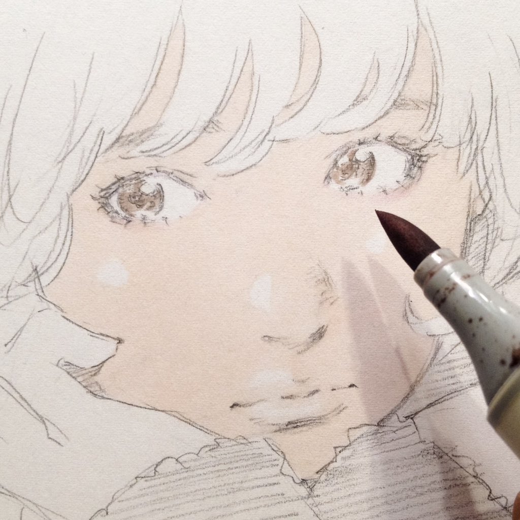 窪之内 Eisaku 英策 Sur Twitter コピックで肌r000 瞳e70 色鉛筆で重ね塗りメイク