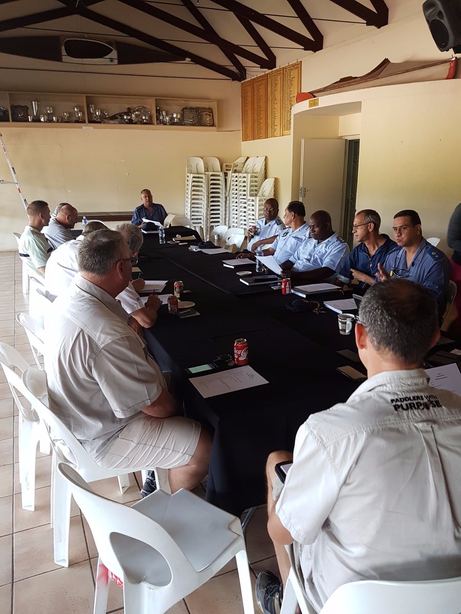 DusiCanoe's tweet photo. @FNBSA @DusiCanoe Safety and security meeting with SAPS, Navy and other teams. Doing our very best to ensure paddlers + spectators are safe. https://t.co/2jPAxUSrS5