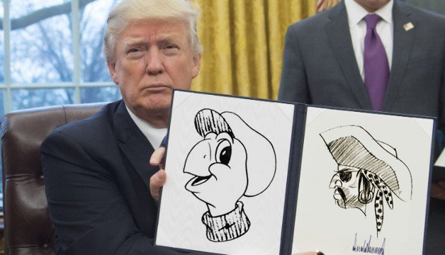 MrVanHammersly's tweet photo. #POTUS #Trump signing executive orders yesterday #alternativefacts #morningjoe #msnbc #TippyTheTurtle #IKnewWeWereDoomed #CNN https://t.co/MYxMlkd6eh