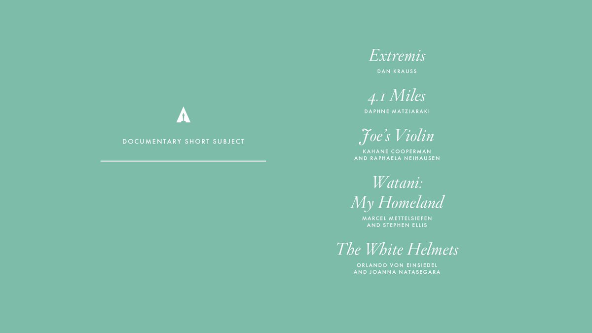 Congrats to our Documentary Short Subject nominees! #Oscars #OscarNoms