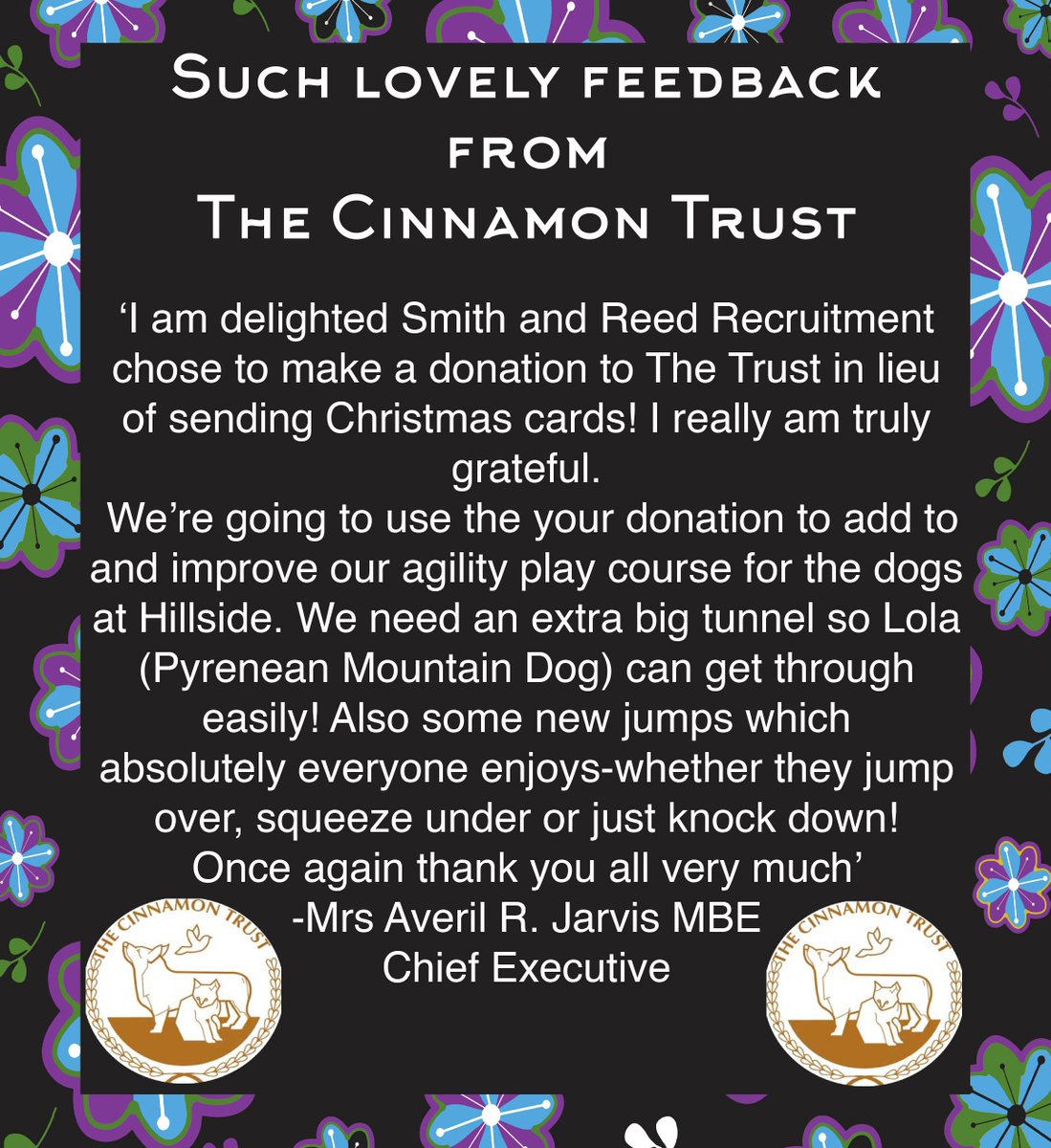 smithandreed's tweet image. We received such lovely feedback from @CinnamonTrust #charity #donatingtocharity #charitytuesday