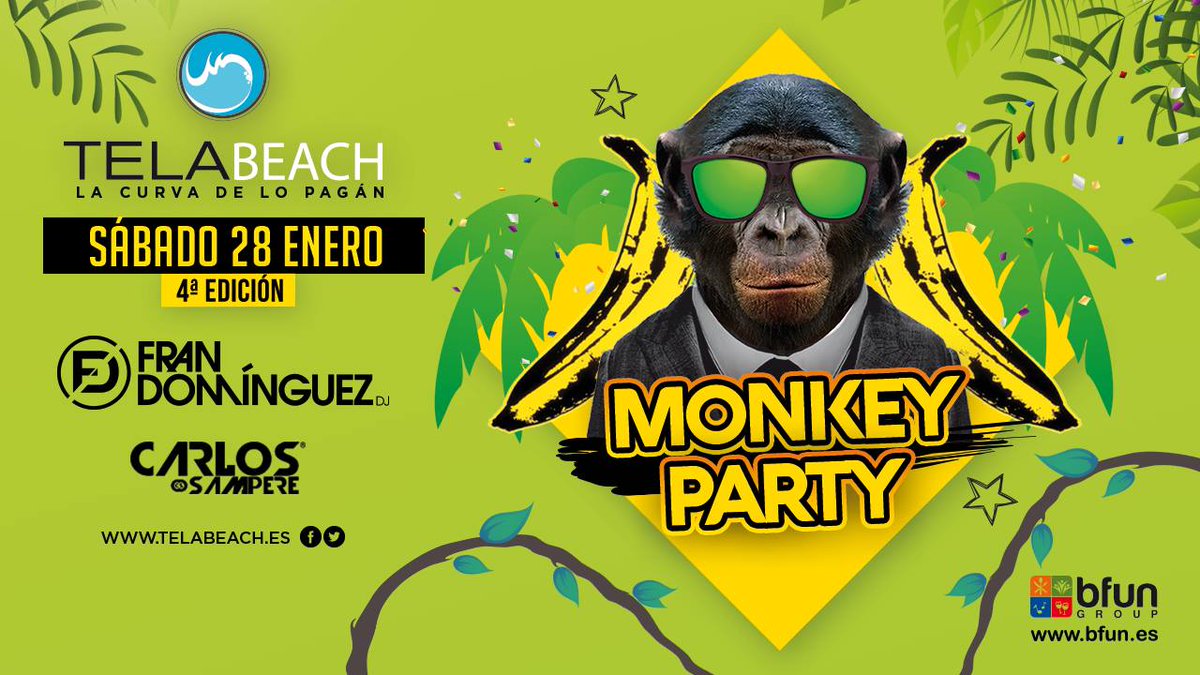 telabeach_'s tweet photo. Este SÁBADO la liamos en #TelaBeach, 4ª edición de la #MonkeyParty con Fran Domínguez y Carlos Sampere!!  🙈🙉🙊 https://t.co/bW3SNhFiux