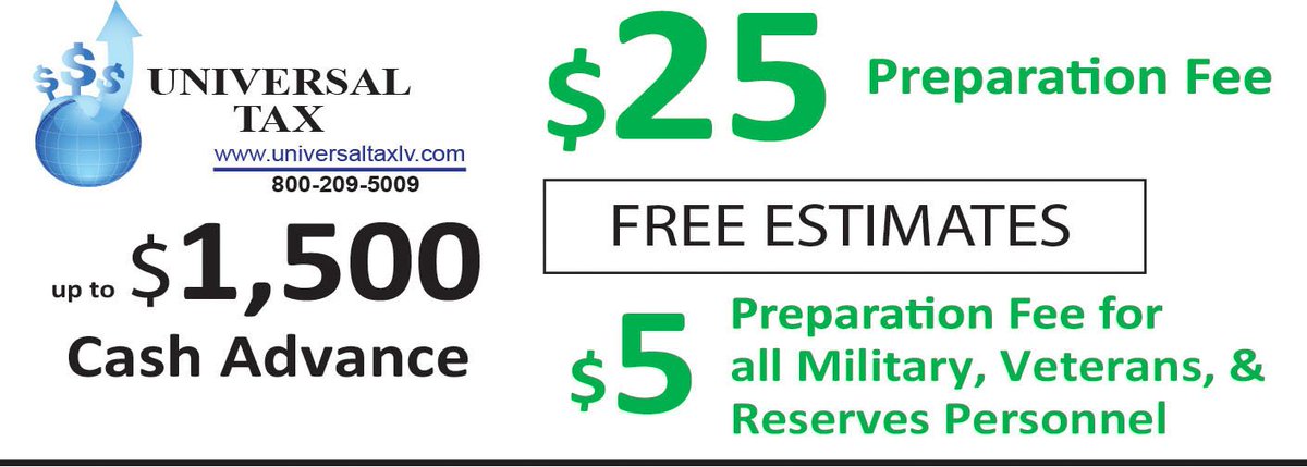 #2017 #Tax Season Offers:

#File before #February 15th and receive 10% off on #preparation #fees.

Read more: universaltaxlv.com/special-offers/