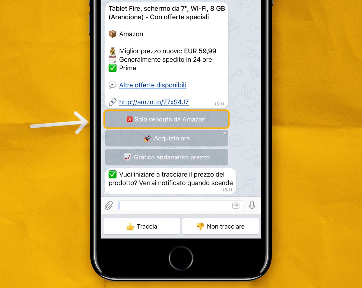 PriceTrackBot's tweet image. 🤓☝️
Quando tracci un nuovo prodotto, premi l’apposito pulsante per monitorare soltanto il prezzo “venduto da Amazon”