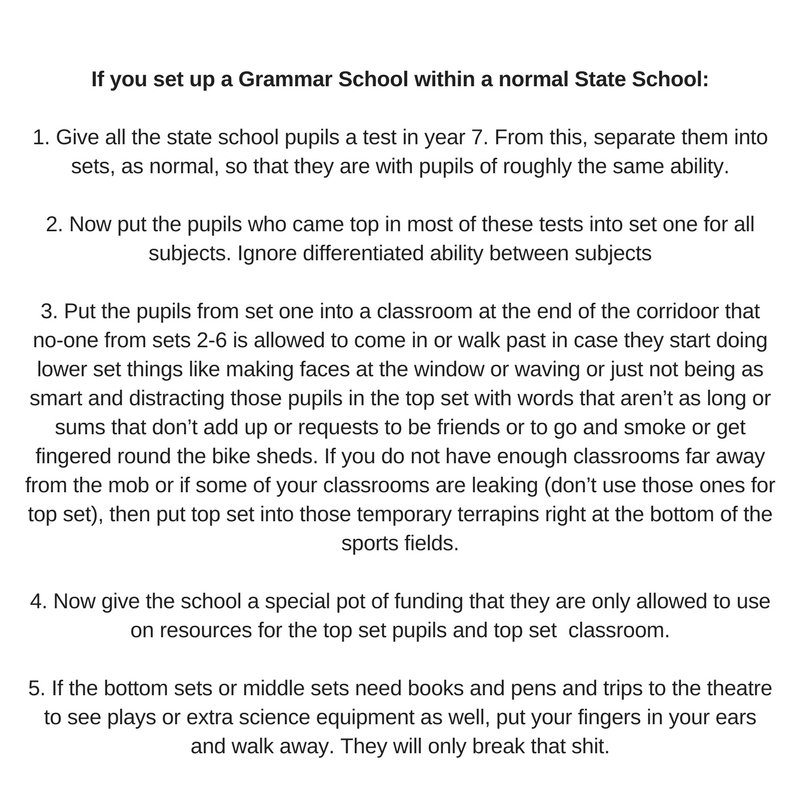 A non-poem I wrote after having to listen to Theresa May on #GrammarSchools and how helpful they are for equality and social mobility