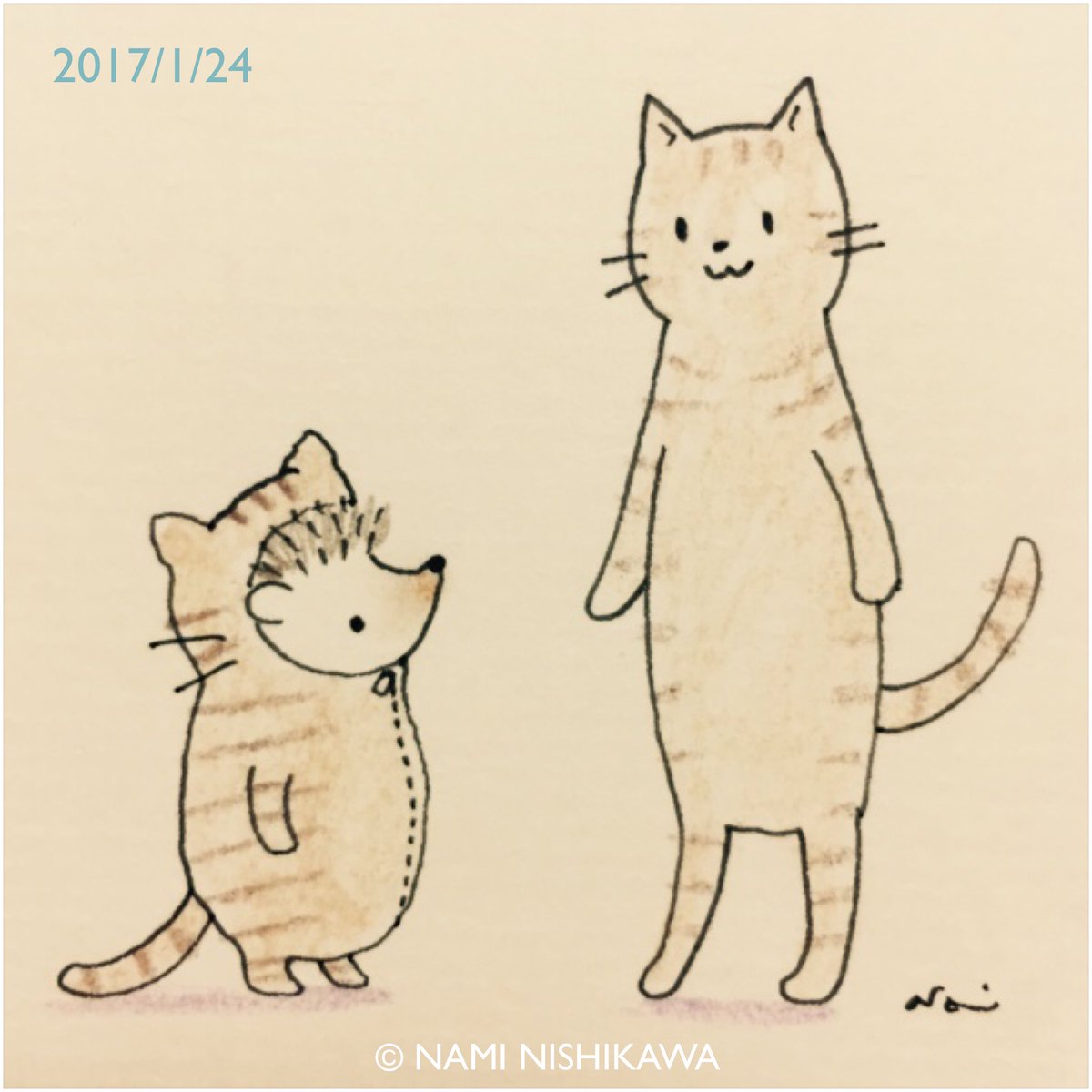 にしかわなみ なみはりねずみ Sur Twitter 1102 猫 Cats Illustration Hedgehog Cat イラスト ハリネズミ なみはりねずみ