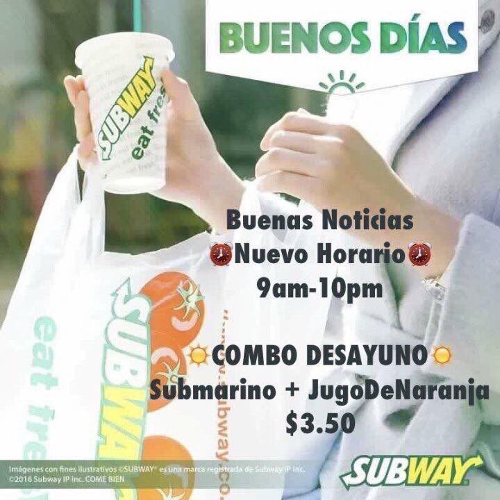 JohnSalcedoC's tweet photo. Ya estamos LIST@S para ofrecerte el #ComboDesayuno de #SubwayQuevedo 🥐🍊

Disfruta de #Submarino + #JugoDeNaranja por sólo $3.50 ✅ #QUEVEDO https://t.co/h7Eb9LWtOA