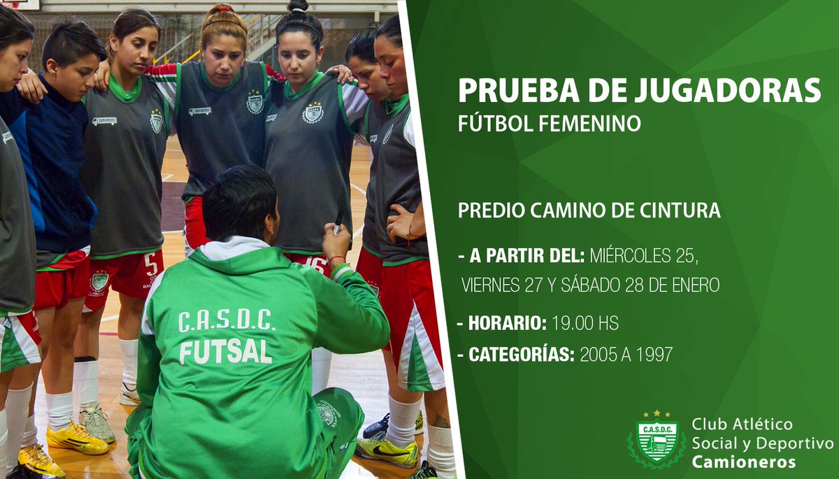 📢 Los días 25, 27 y 28 de Enero se realizarán las pruebas de jugadoras para conformar el equipo de fútbol femenino.