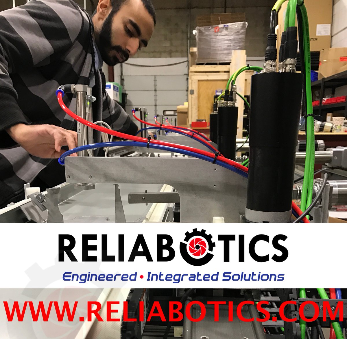 Reliabotics's tweet photo. One of our #Reliabotics #Engineers in #action, #building a #custom #designed #automation #solution for #manufacturing. #Robotics https://t.co/wzT3WDhTSl