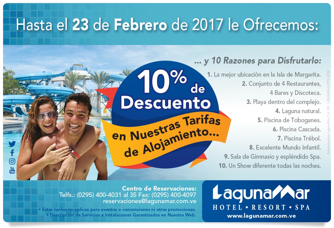 mlagunamar's tweet photo. Te damos 10 razones para aprovechar esta promoción #Margarita #Vacaciones #Lagunamar #Playa #Hotel #Venezuela https://t.co/talLLxaa68