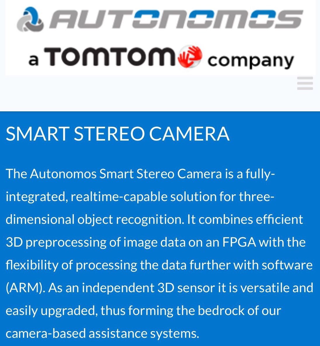Eddysoft's tweet photo. @Billsocalif @Model3Owners @JelleBrinkhuis @TeslaMotors  @TomTom Thats why this new sensor could be on the SDC wishlist..
#SmartStereoCamera https://t.co/ApLxLtN1iS