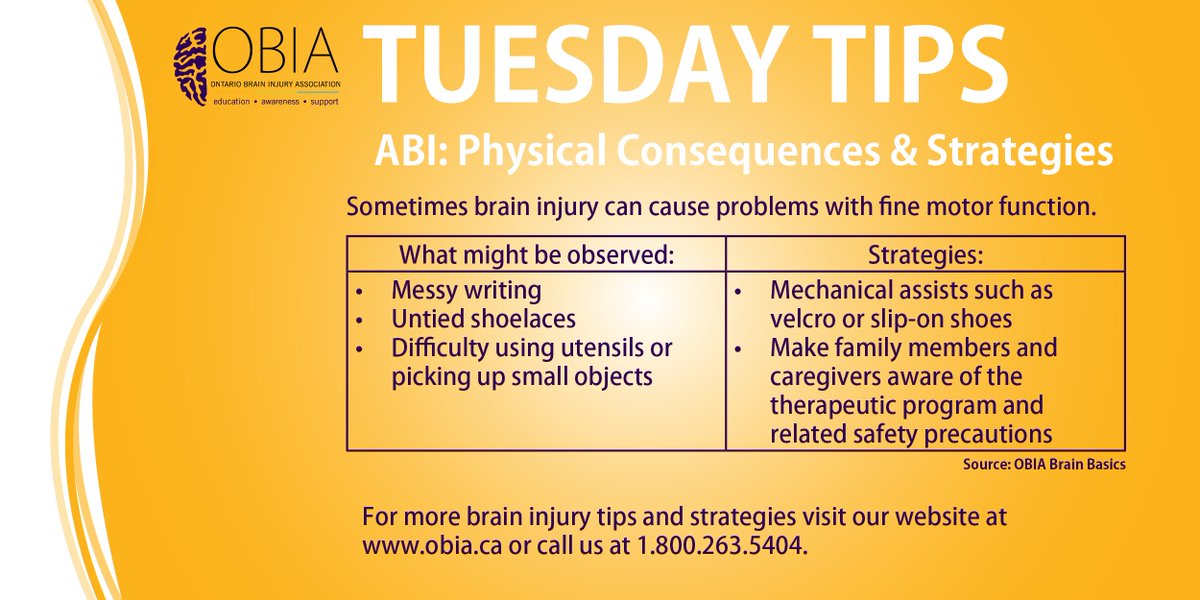 OntarioBIA's tweet image. #TuesdayTips - Strategies for problems with fine motor function from #BrainBasics. Find out more in class or online: bit.ly/1MRyBIU