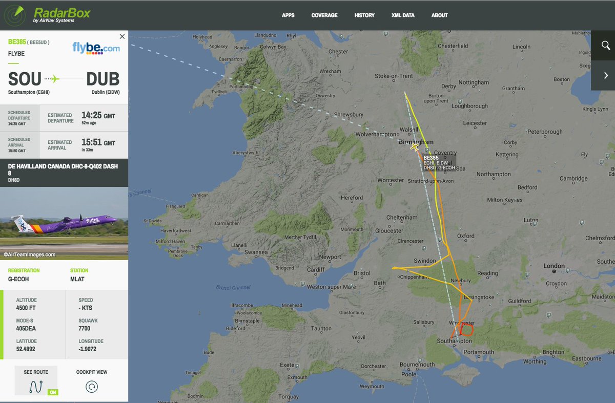 LIVE Flybe BE385 from Southampton to Dublin is declaring an emergency